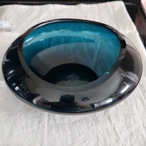 Pretty Teal Glass Dish